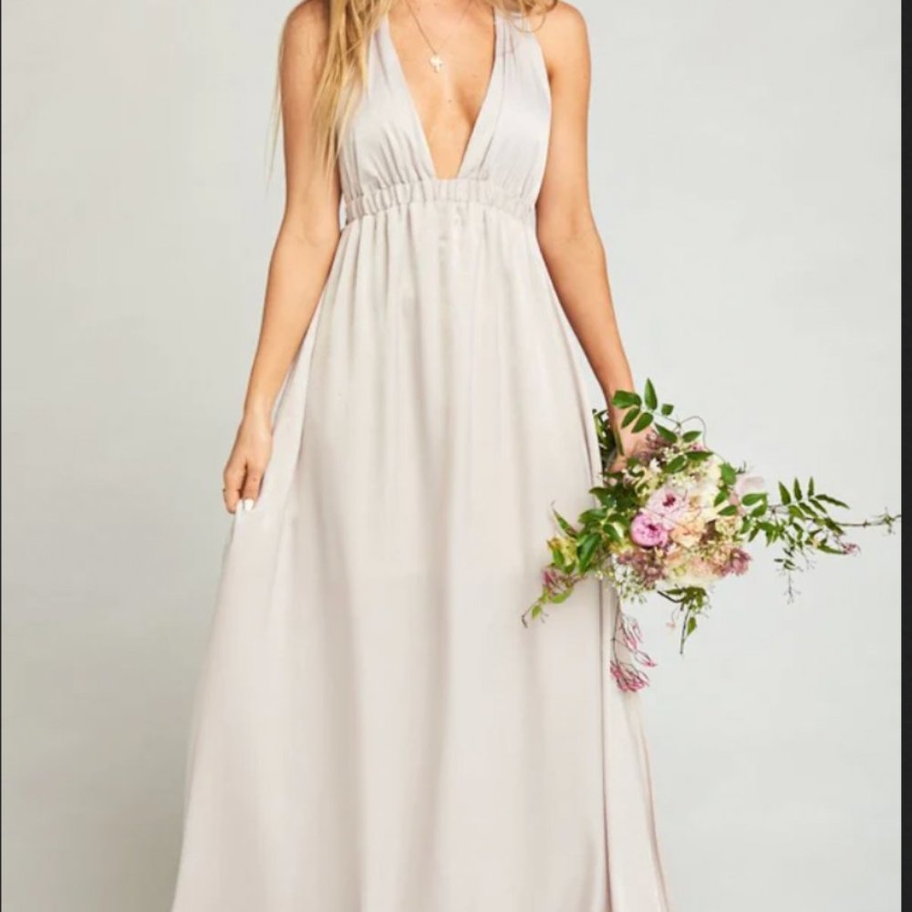 Show Me Your Mumu Luna Halter Dress, crisp champagne, size small, worn once!